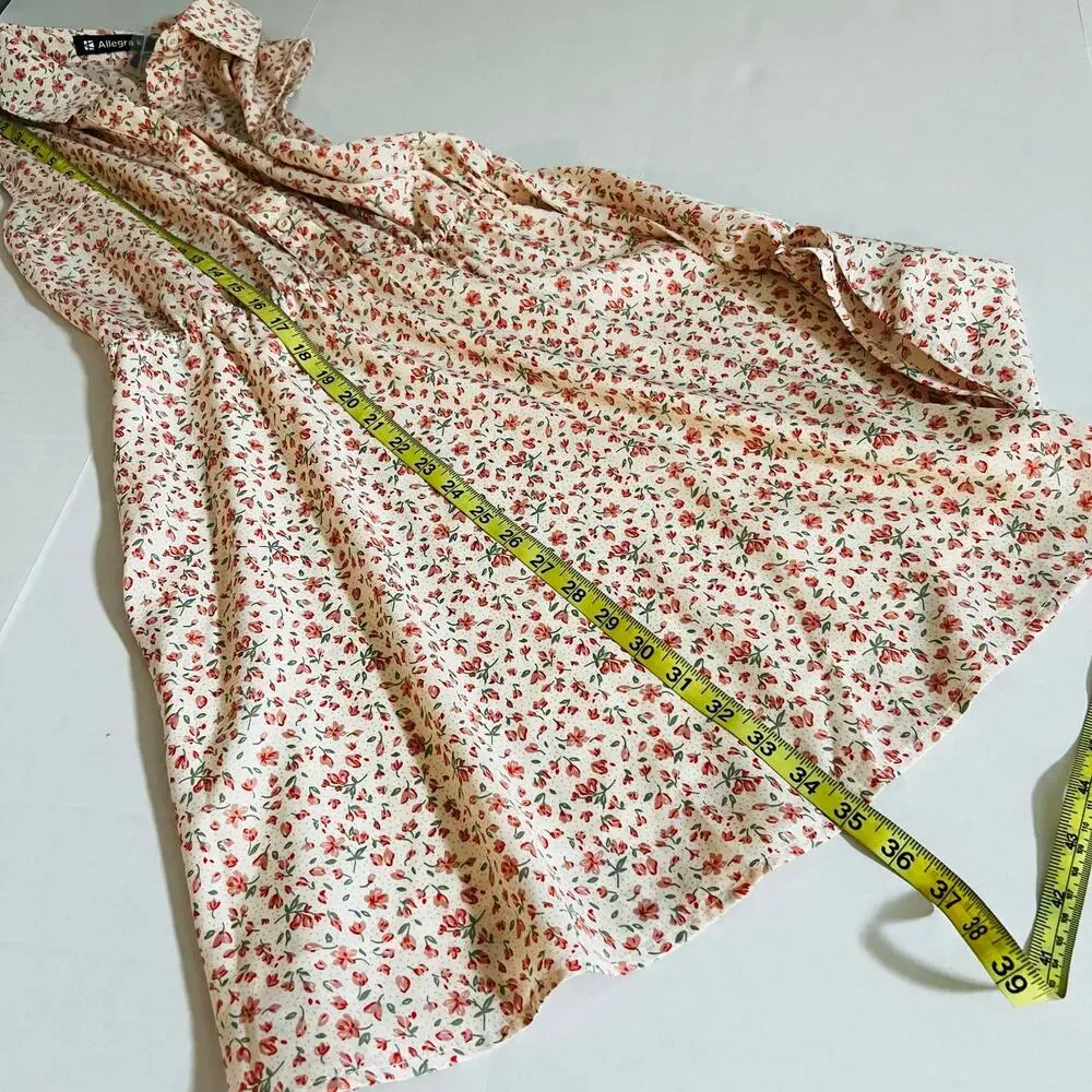 Allegra K Floral Sleeveless Half Button Up Dress Size XS NWT